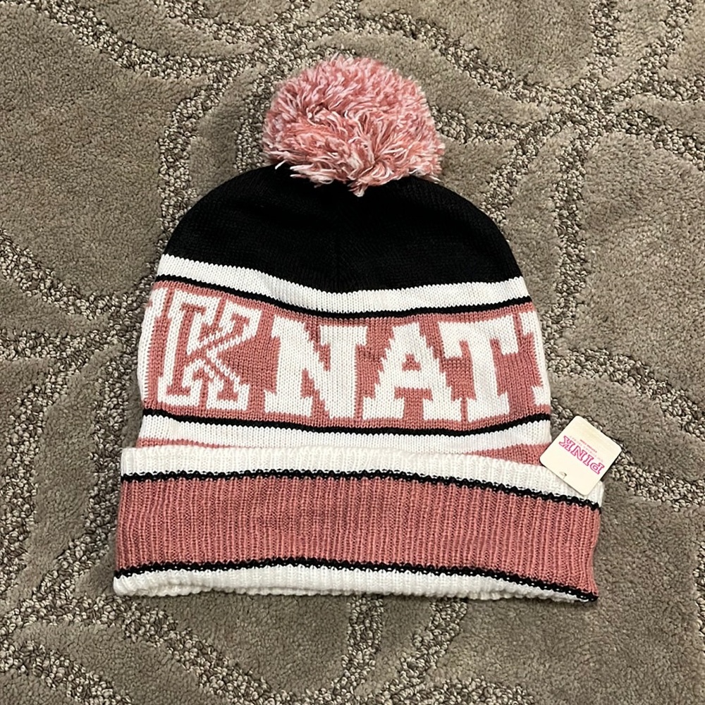 Brand New Retro PINK pom beanie